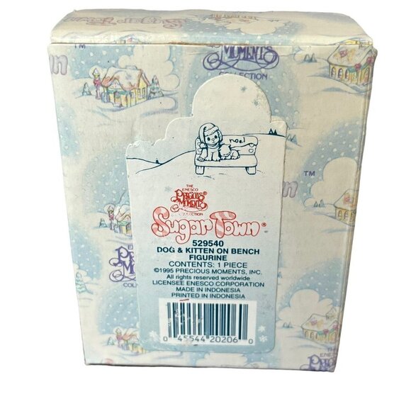 Precious Moments Sugar Town 529540 Dog & Kitten On Bench Figurine Vtg Christmas - Picture 10 of 12